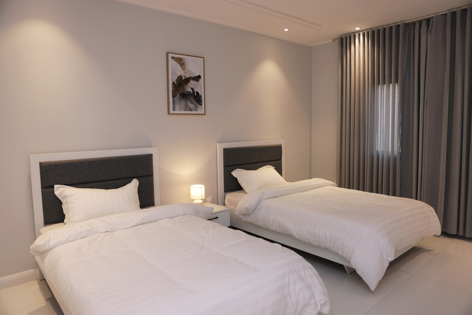 Twin bedroom in modern staff housing at Creative Hospitality Compound in Saudi Arabia